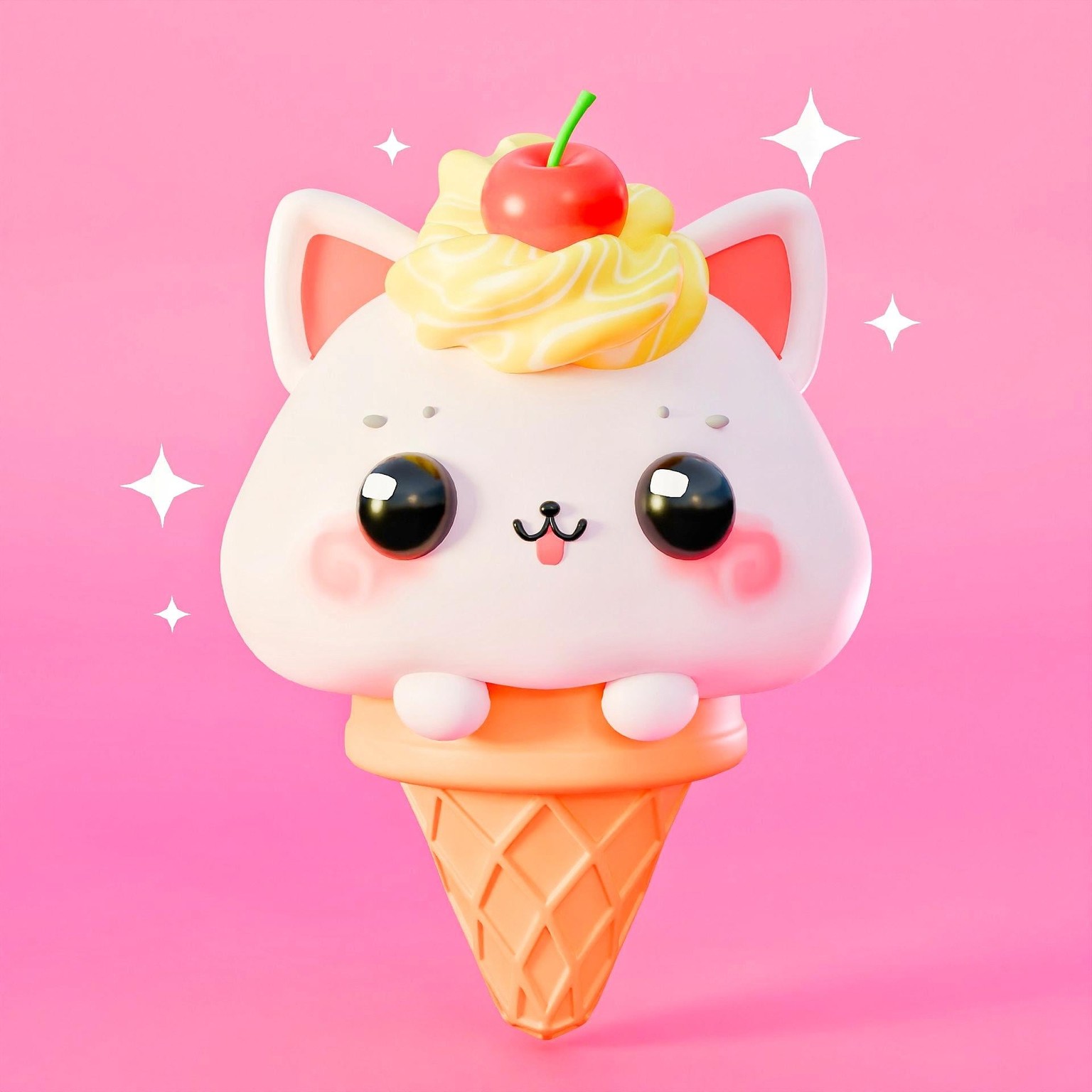 Kawaii cat ice cream cone - image 2 - student project