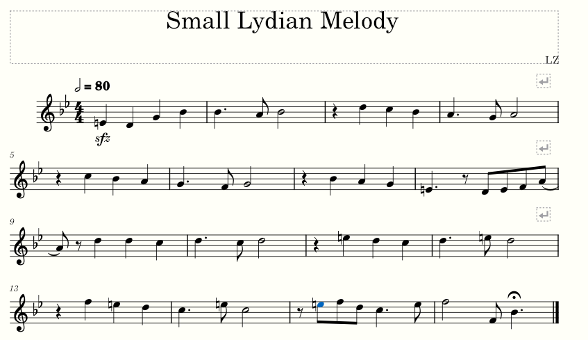 Class assignment - a small lydian melody - image 1 - student project