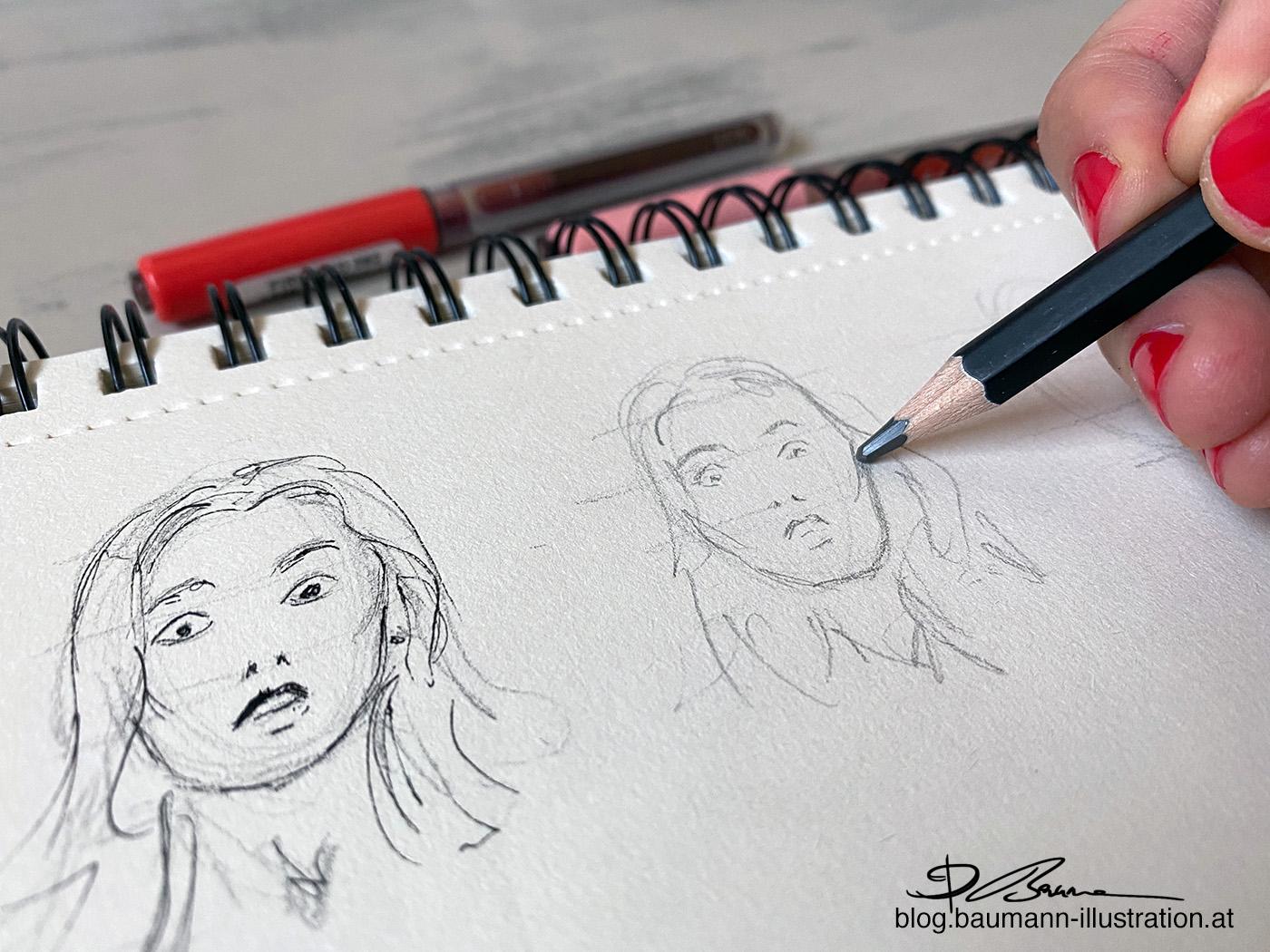 Sketching facial expressions - image 2 - student project