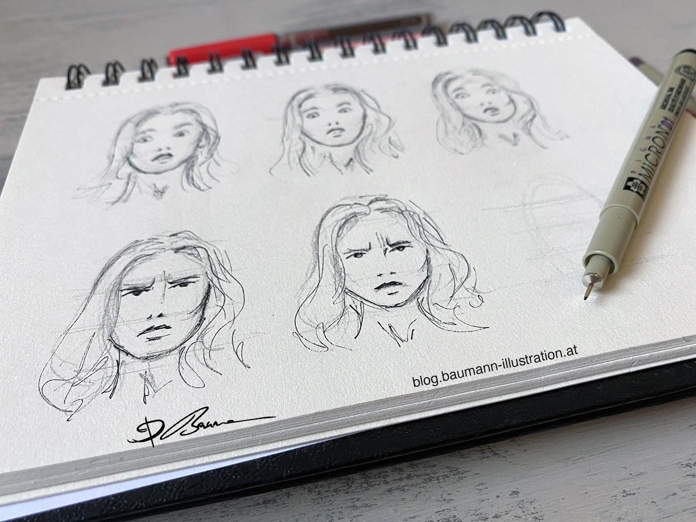 Sketching facial expressions - image 3 - student project