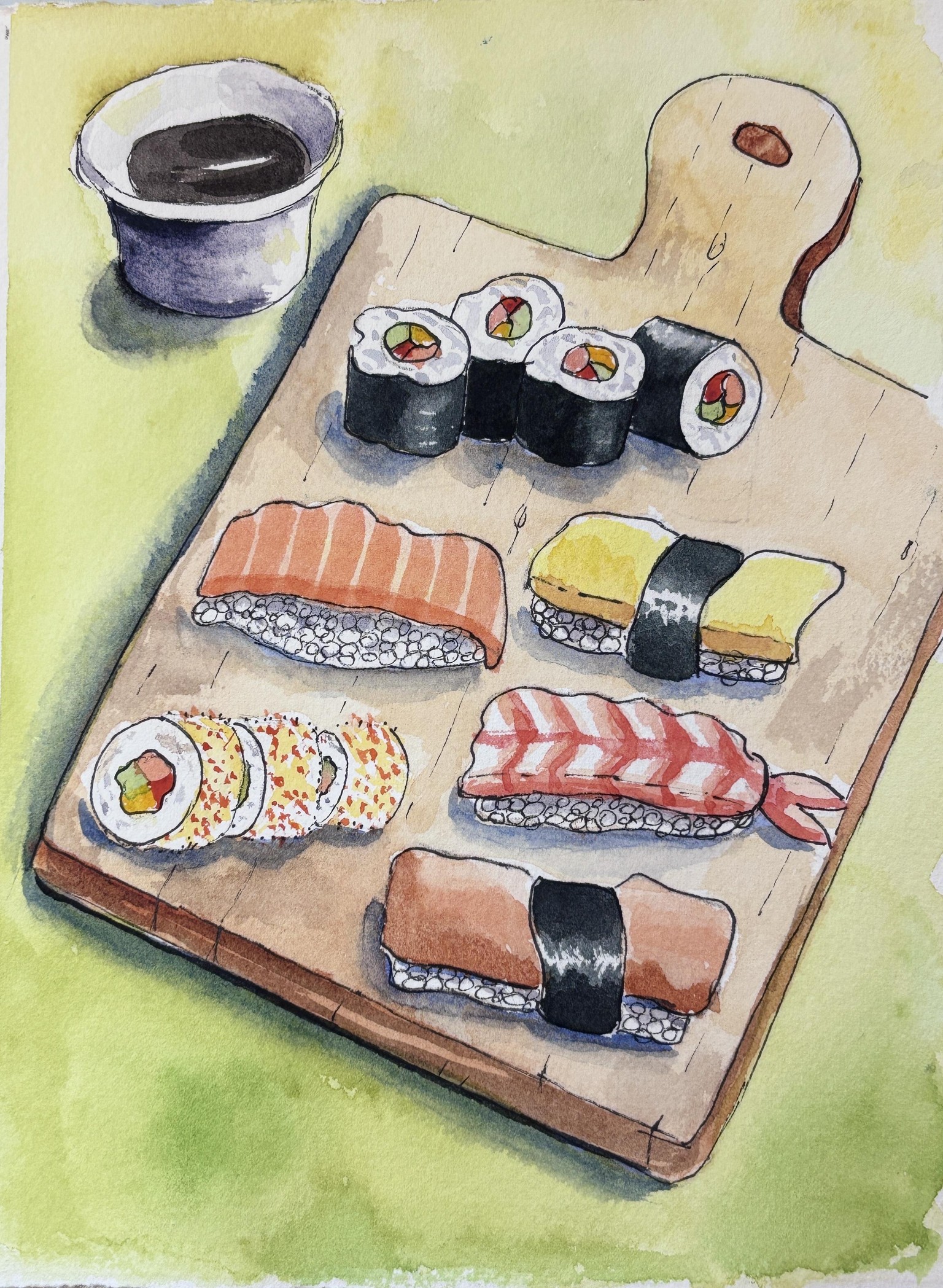 Ink and Watercolour Sushi - image 1 - student project