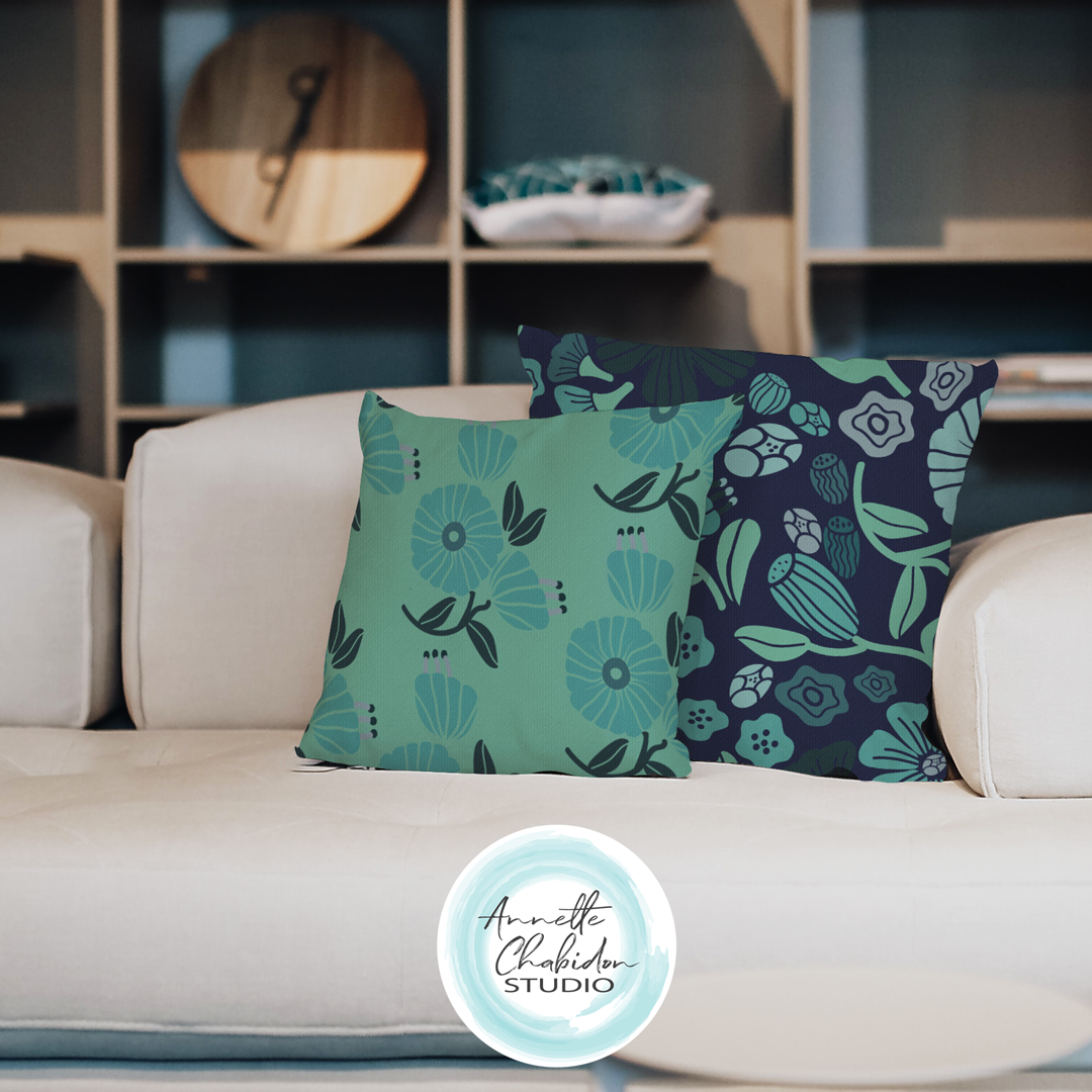 Negative Space-Flower Toss in Teal - image 3 - student project