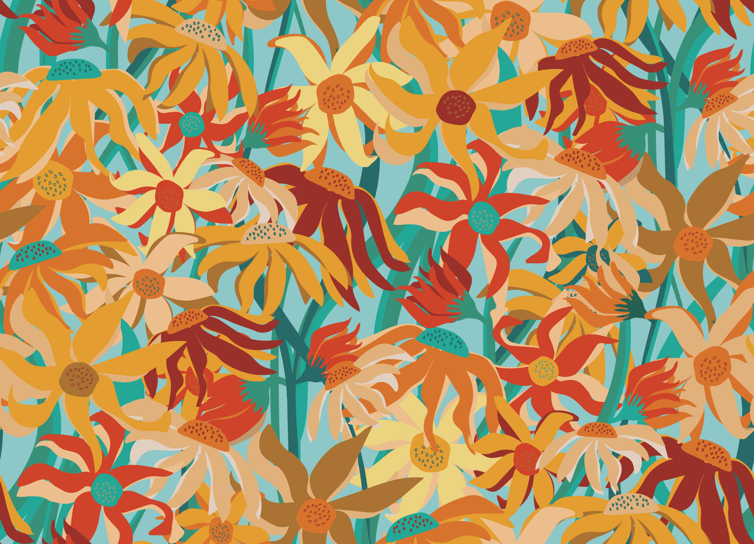 Field of Coneflowers Abstract Repeat Pattern + Coordinates - image 1 - student project