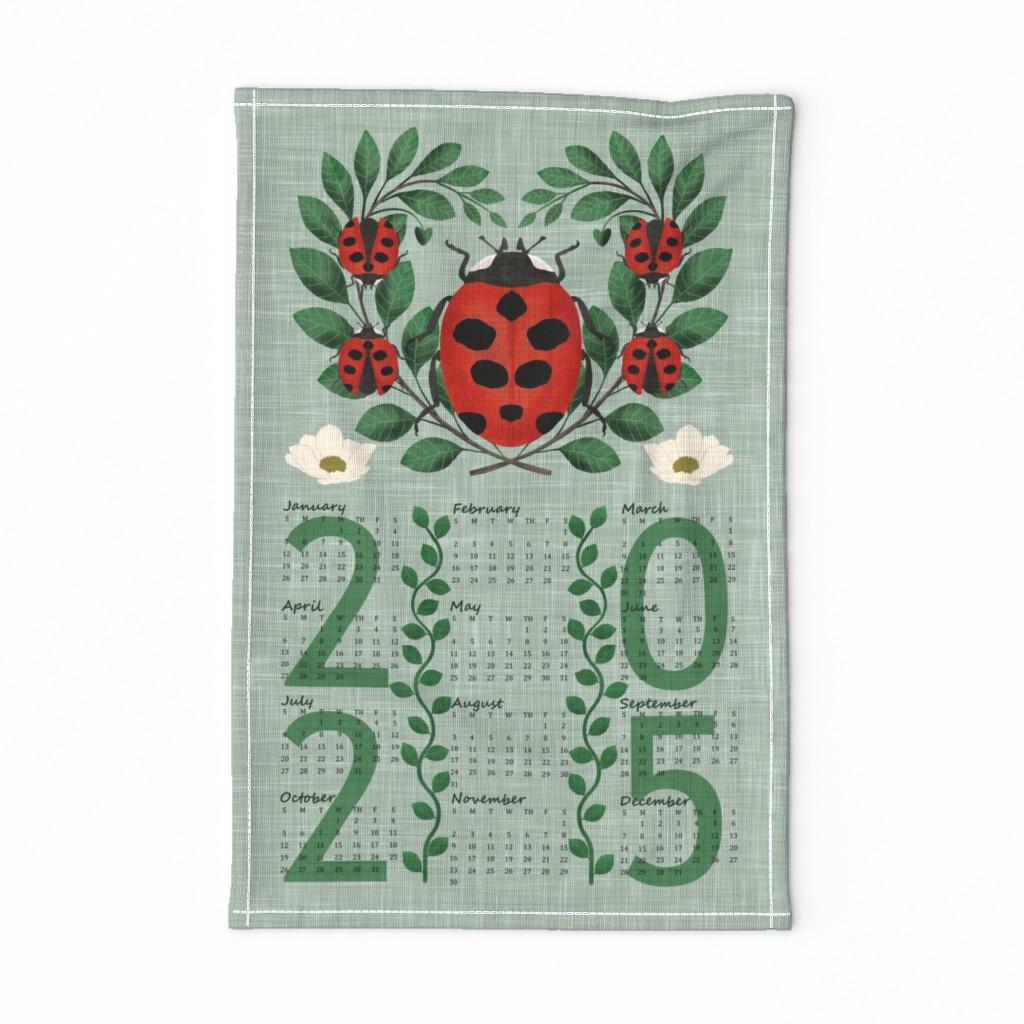 Charming Ladybugs with Lush Foliage on Soft Sage Green 2025 Calendar - image 1 - student project