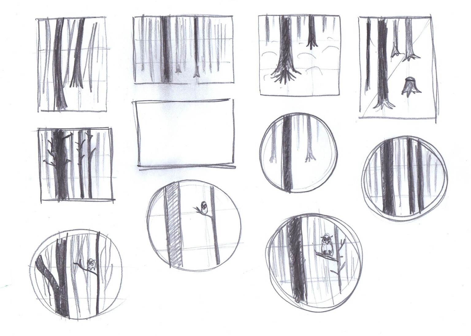 Choosing the best composition for my forest illustration. - image 1 - student project