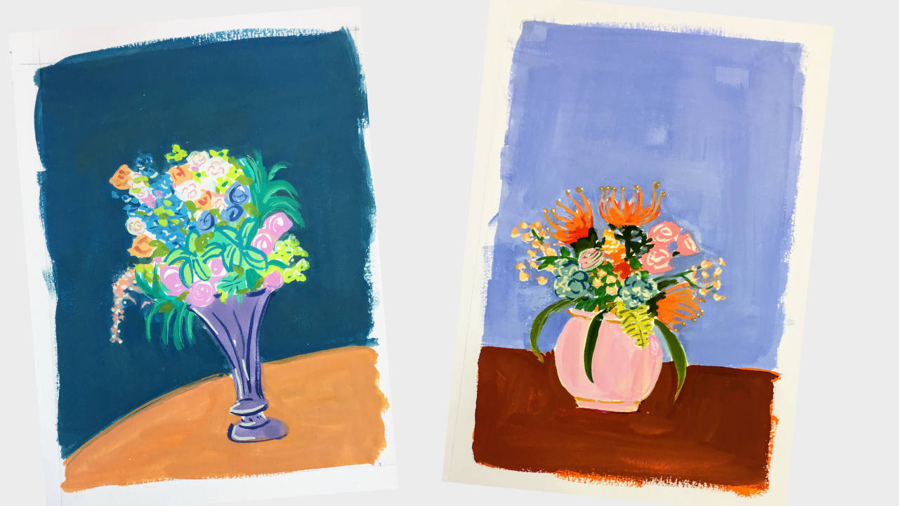 Gouache Flower Bouquets - image 1 - student project