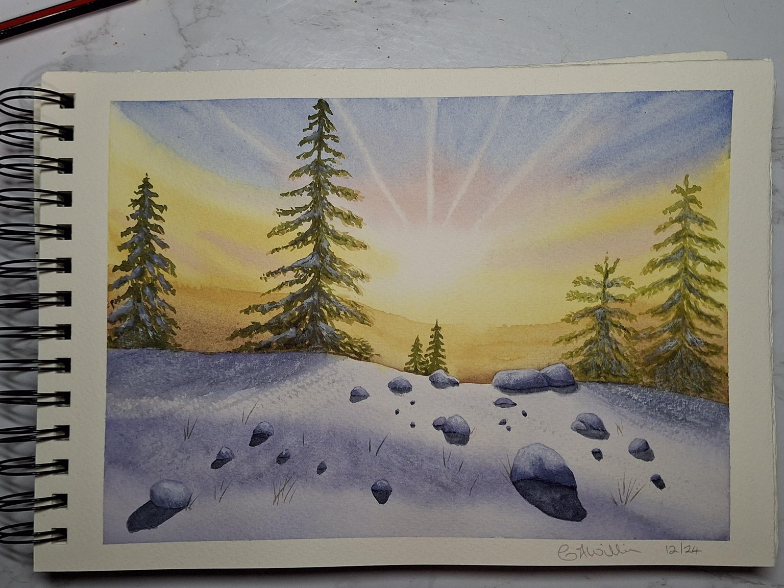 Winter sun in watercolour - image 1 - student project