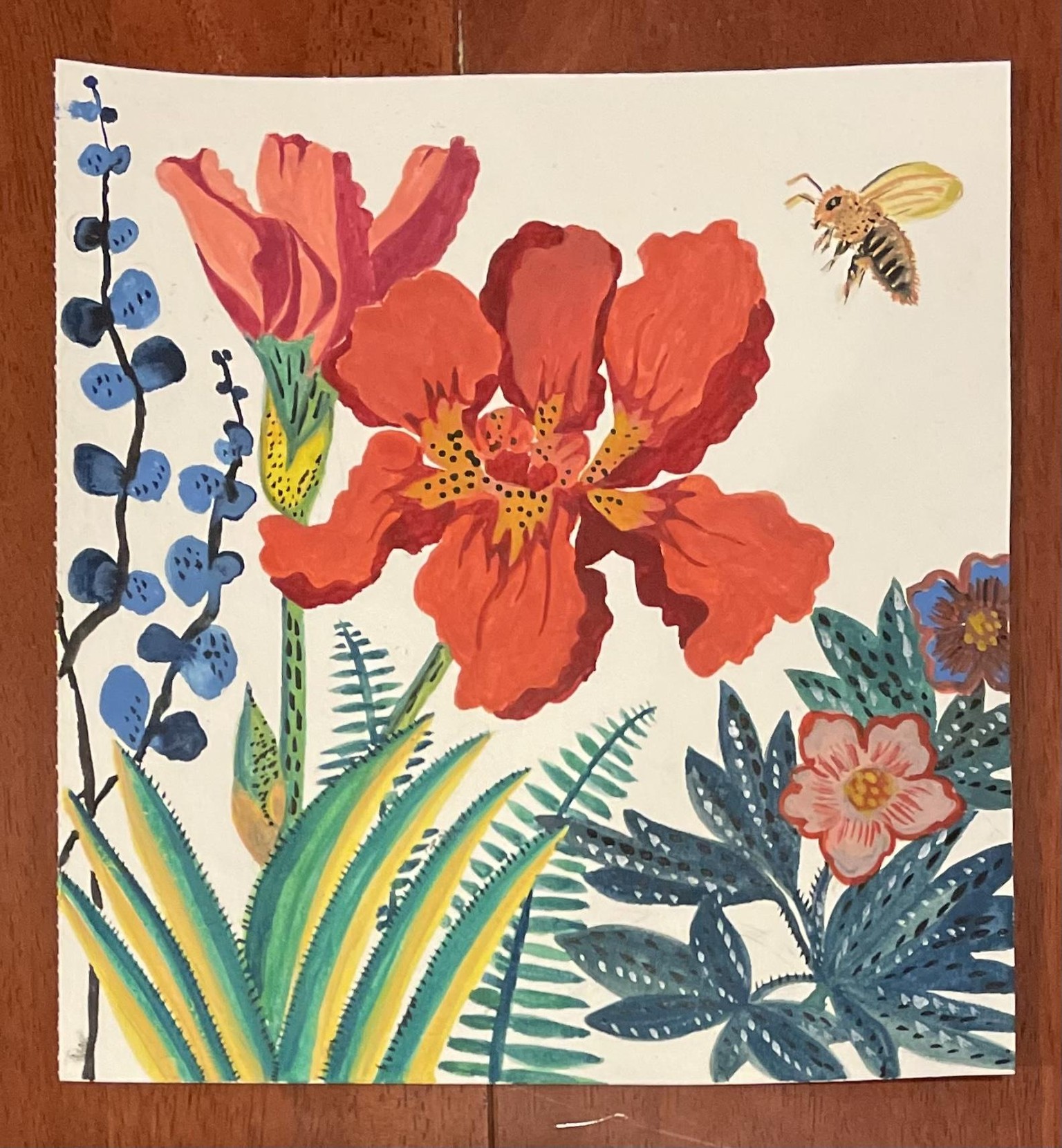 Flowers & Bee (Gouache/digital) - image 3 - student project
