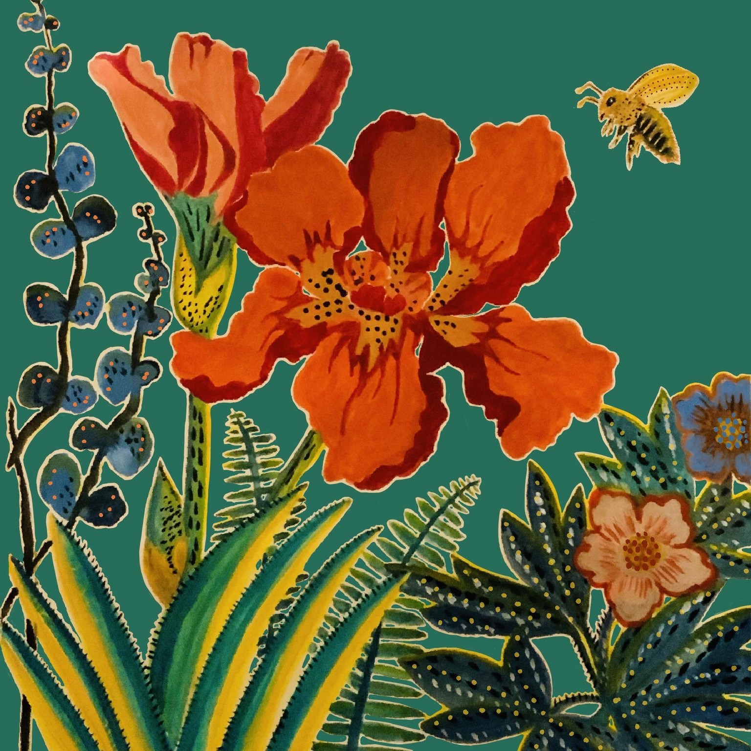 Flowers & Bee (Gouache/digital) - image 4 - student project