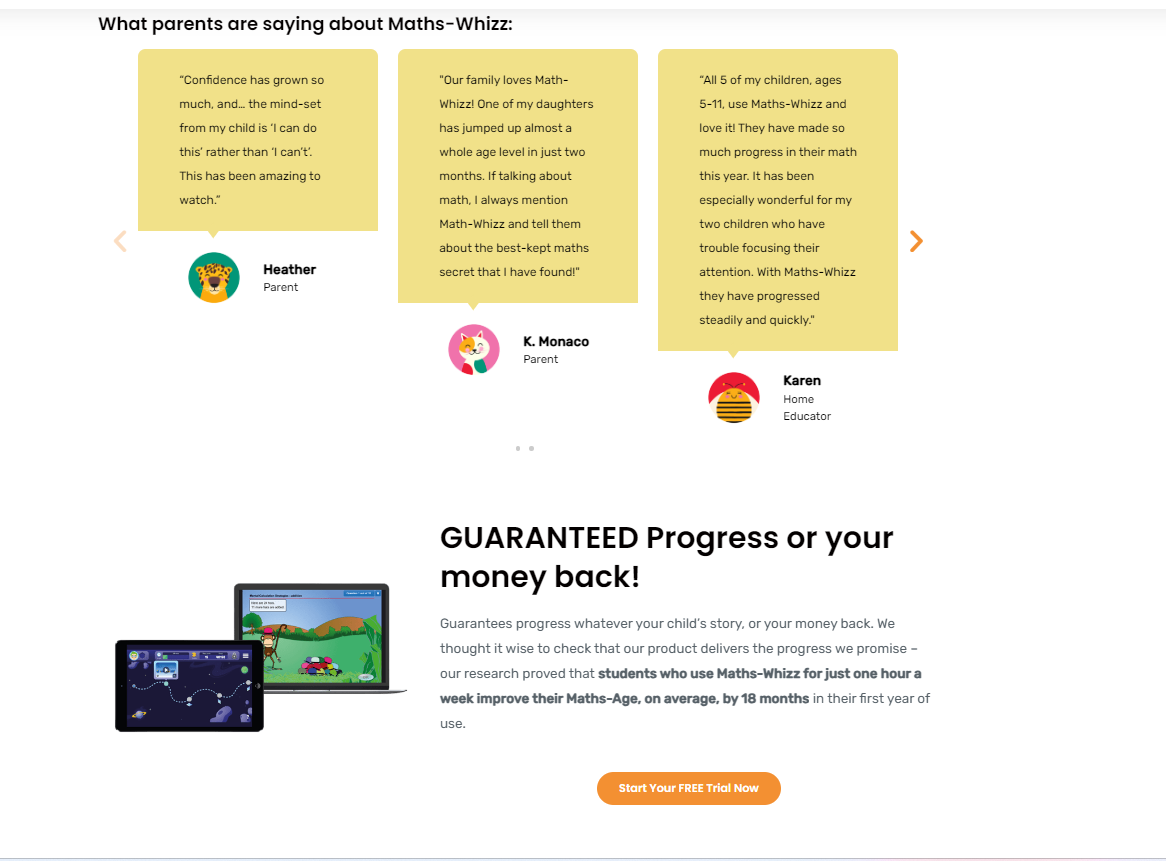 Landing page for Parents to sign up for Maths-Whizz - image 2 - student project