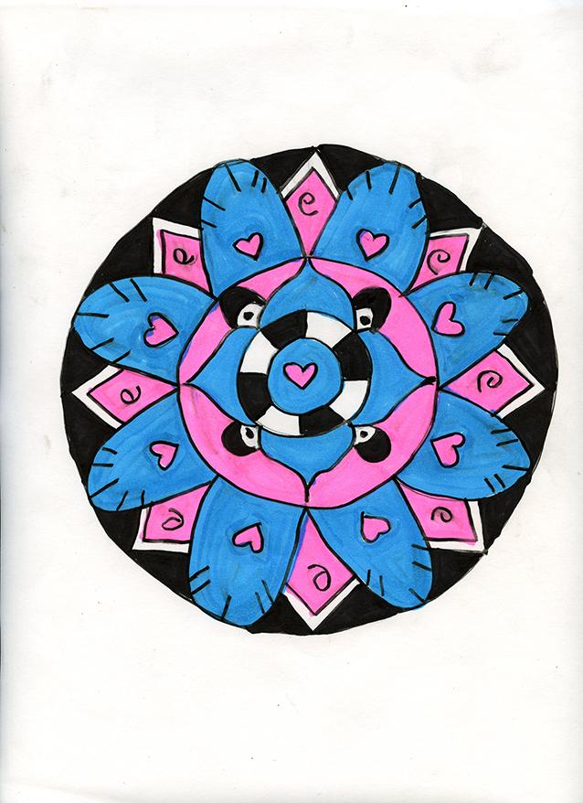 Pink Blue Black White Mandala - image 1 - student project