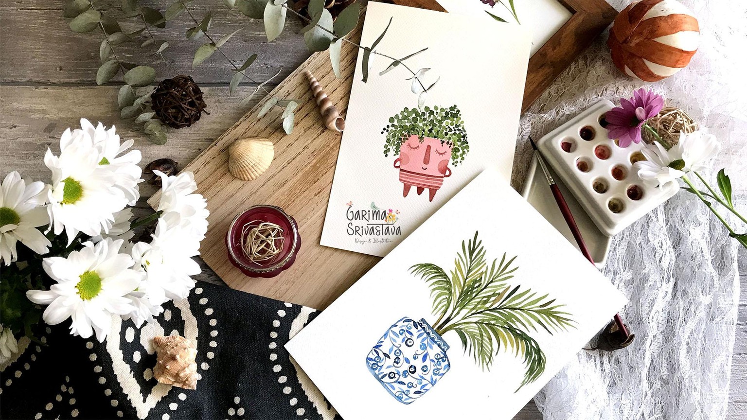 Potted Plants in Watercolor - image 1 - student project