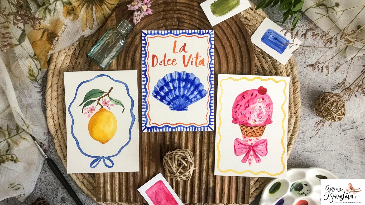 Sweet Summer Watercolors: Paint Delightful Postcards - image 1 - student project