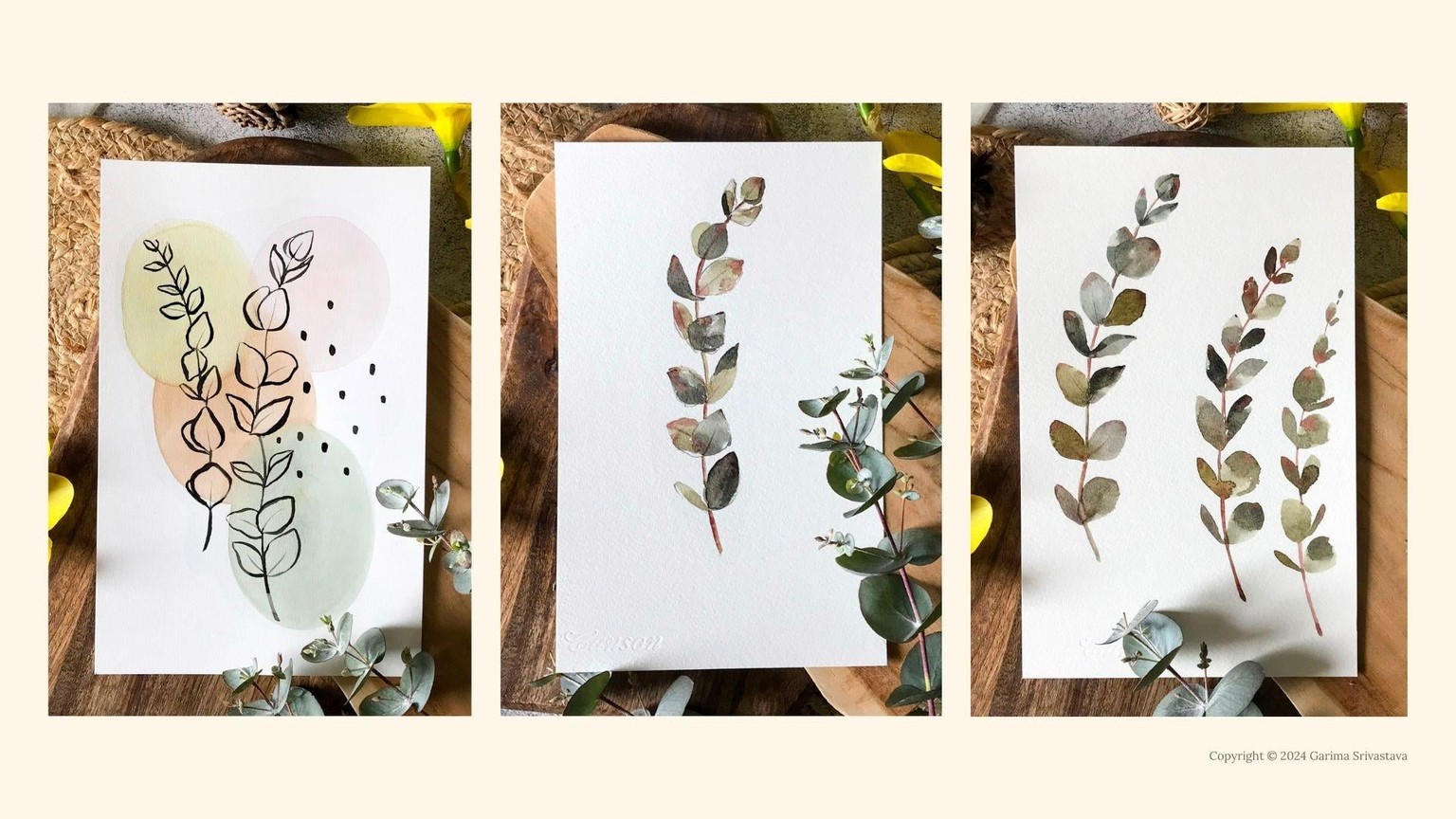 Painting Watercolor Botanicals from Live References in Three Art Styles - image 2 - student project