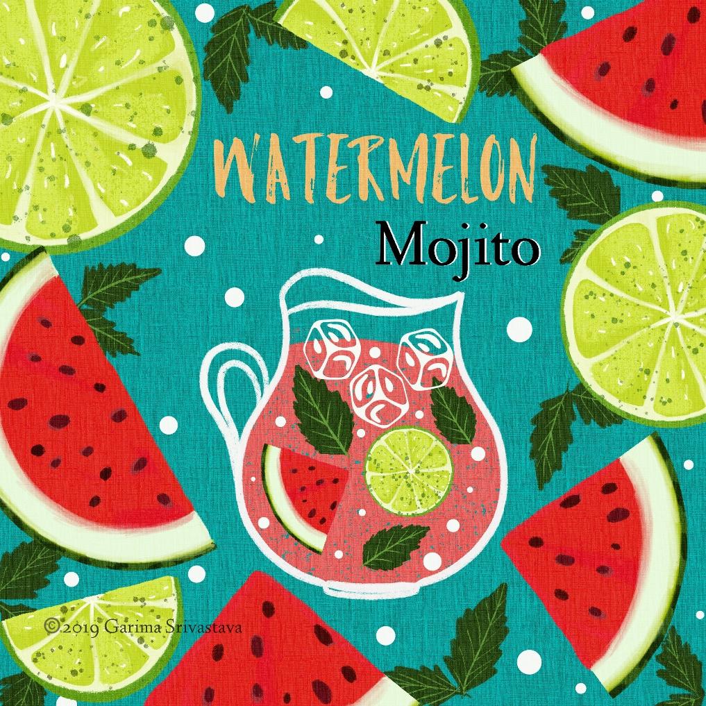 Watermelon Mojito Recipe Illustration - image 1 - student project