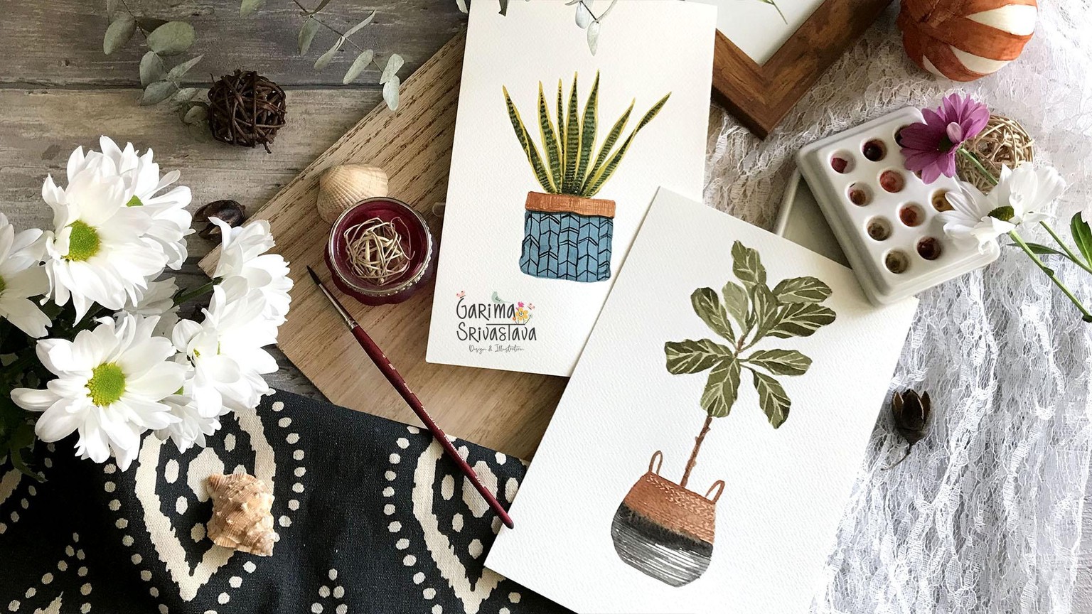 Potted Plants in Watercolor - image 6 - student project
