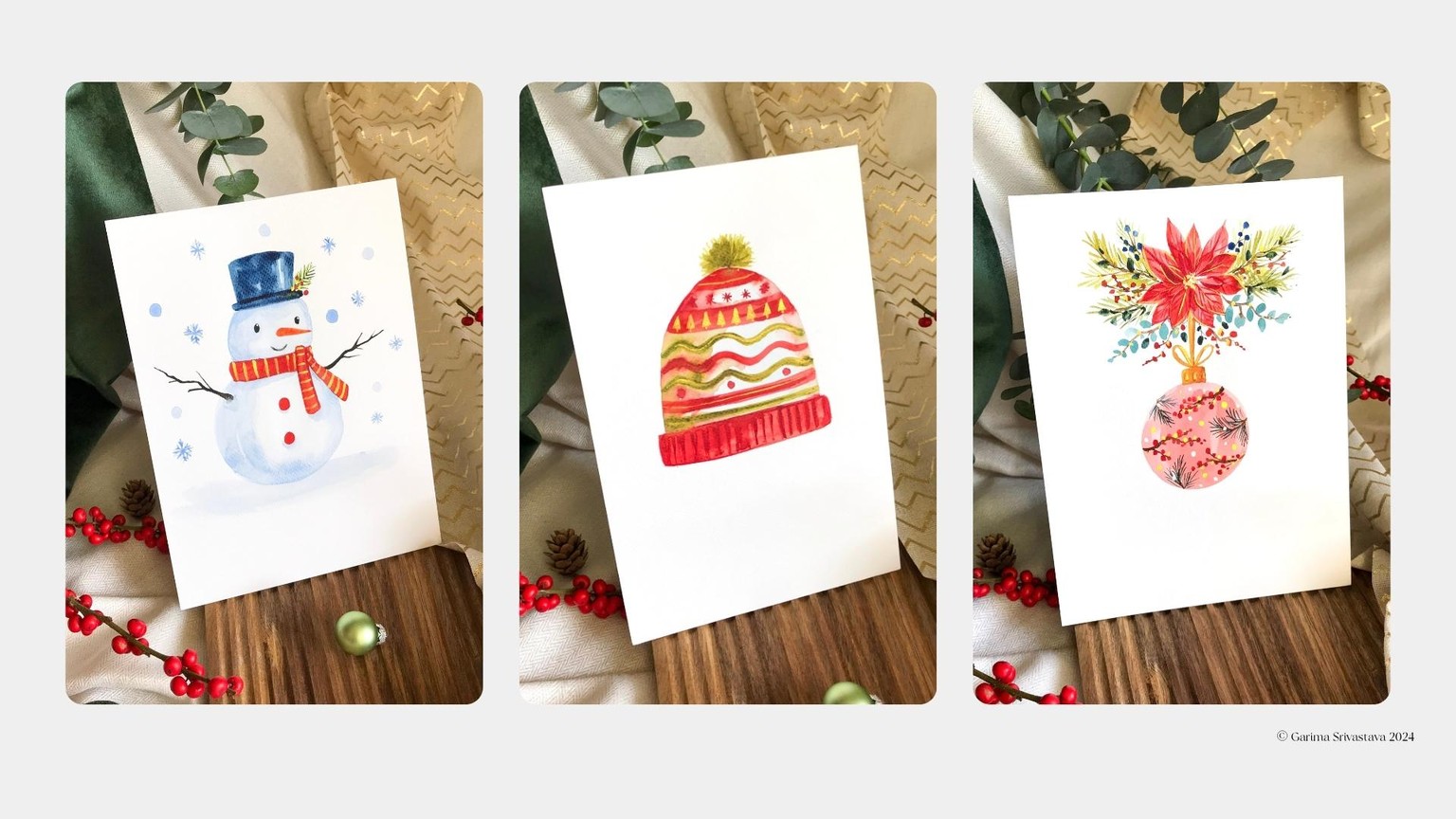 Winter Watercolor Workshop: Paint 10 Festive Holiday Greeting Cards - image 3 - student project