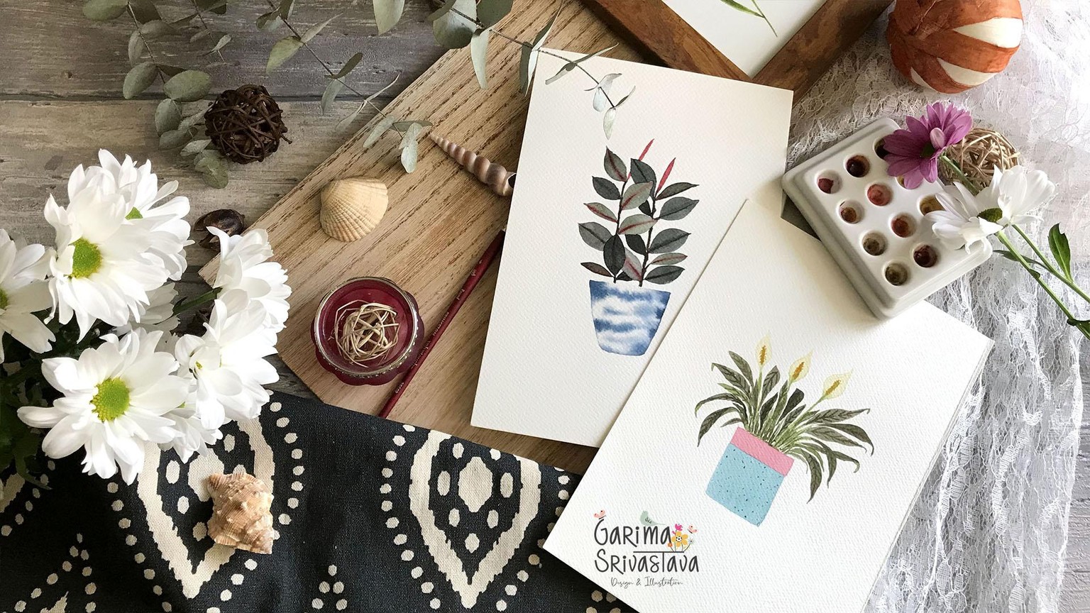 Potted Plants in Watercolor - image 3 - student project