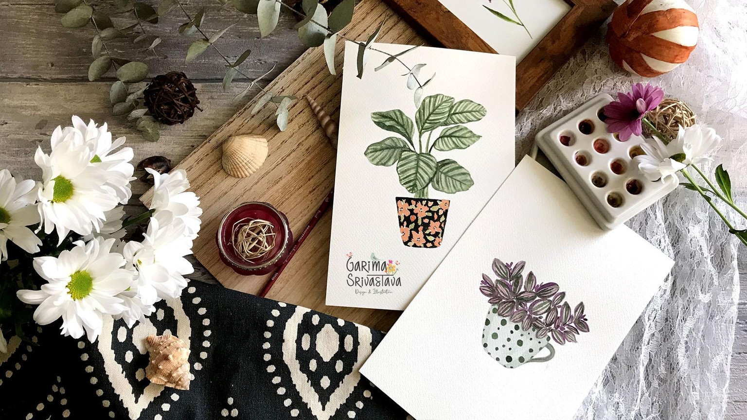 Potted Plants in Watercolor - image 4 - student project