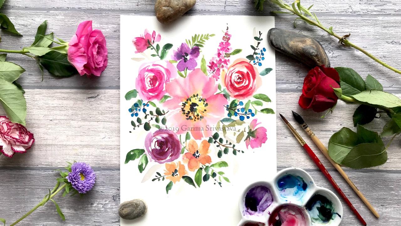 Watercolor Loose Florals: Class Project Sample - image 3 - student project