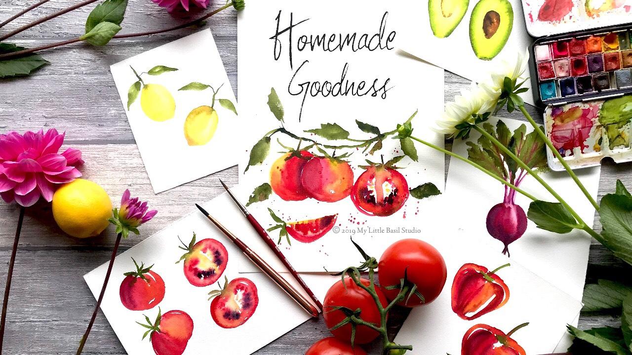 Loose Watercolor: Fruits and Vegetables - image 1 - student project