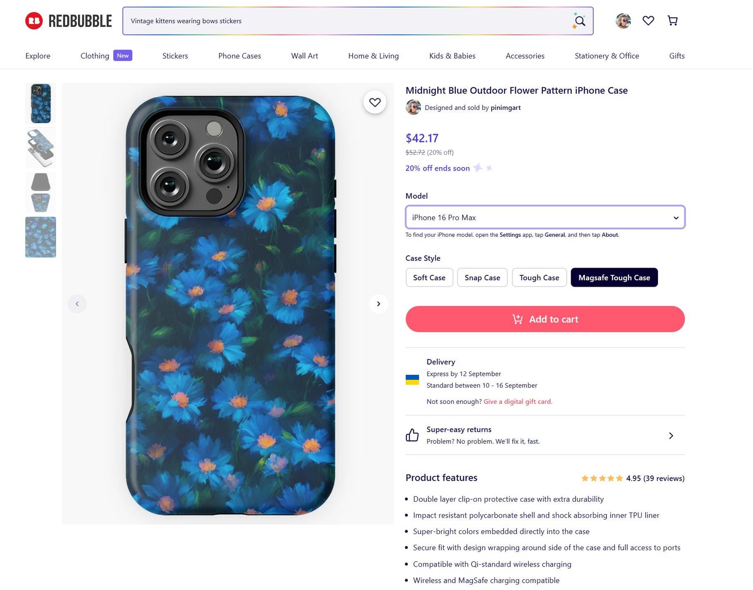 Midnight Blue Outdoor Flower Pattern - image 1 - student project