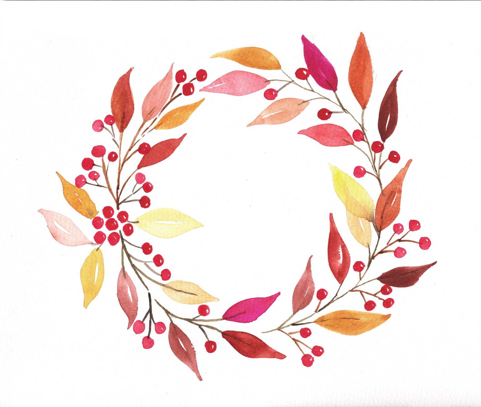 Watercolor autumn wreath - image 1 - student project