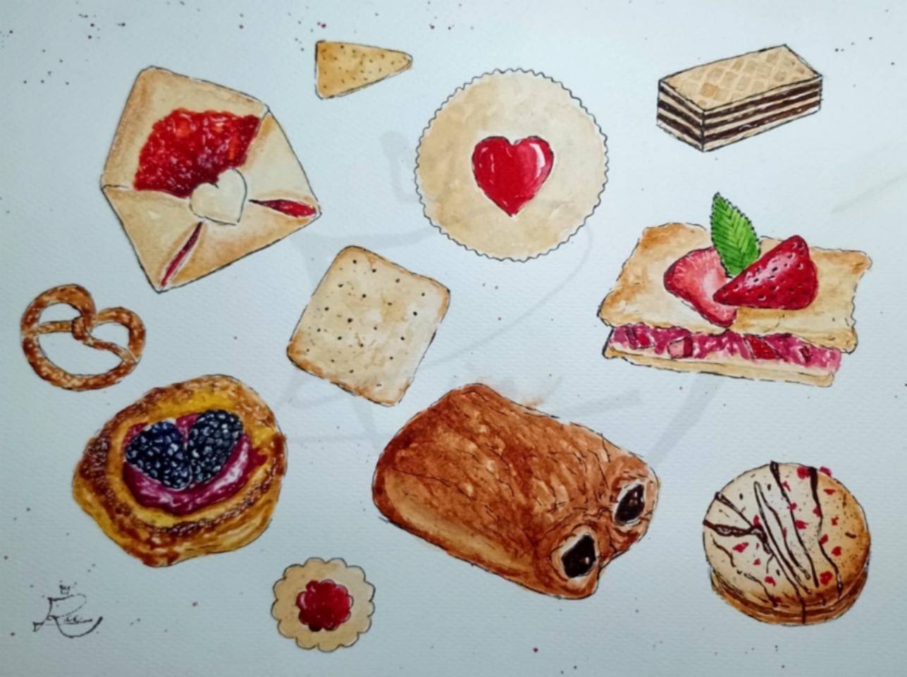 Fun and Easy Watercolors: Drawing cookies and pastry - image 1 - student project