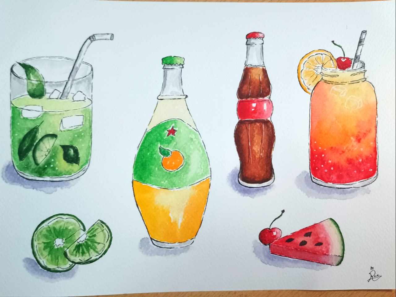 Summer drinks - Watercolor - image 1 - student project