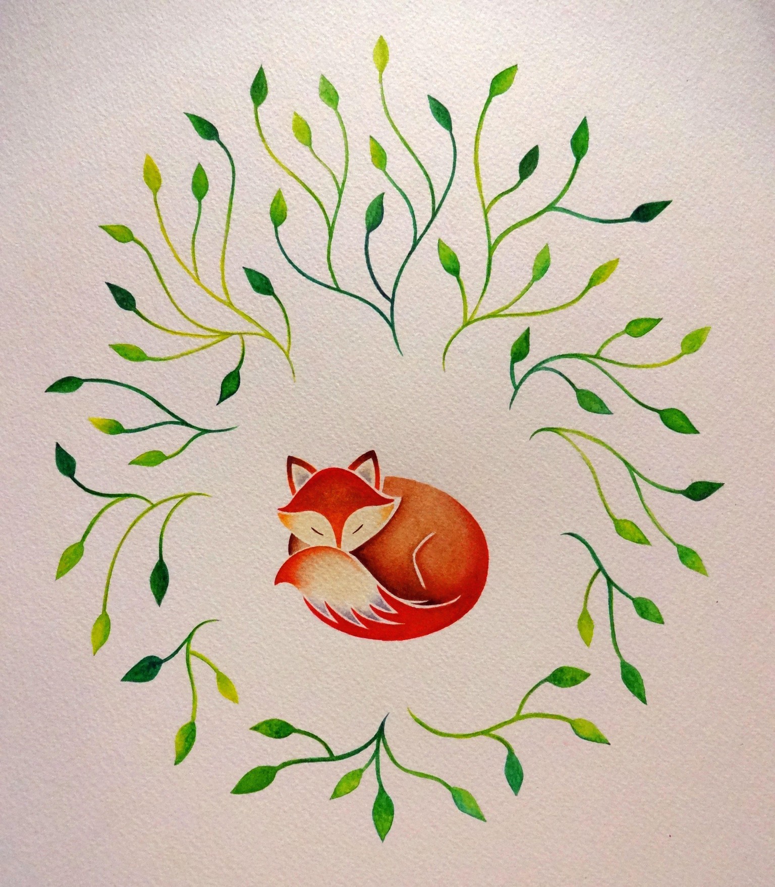 Sleeping Fox with Leaves - image 1 - student project