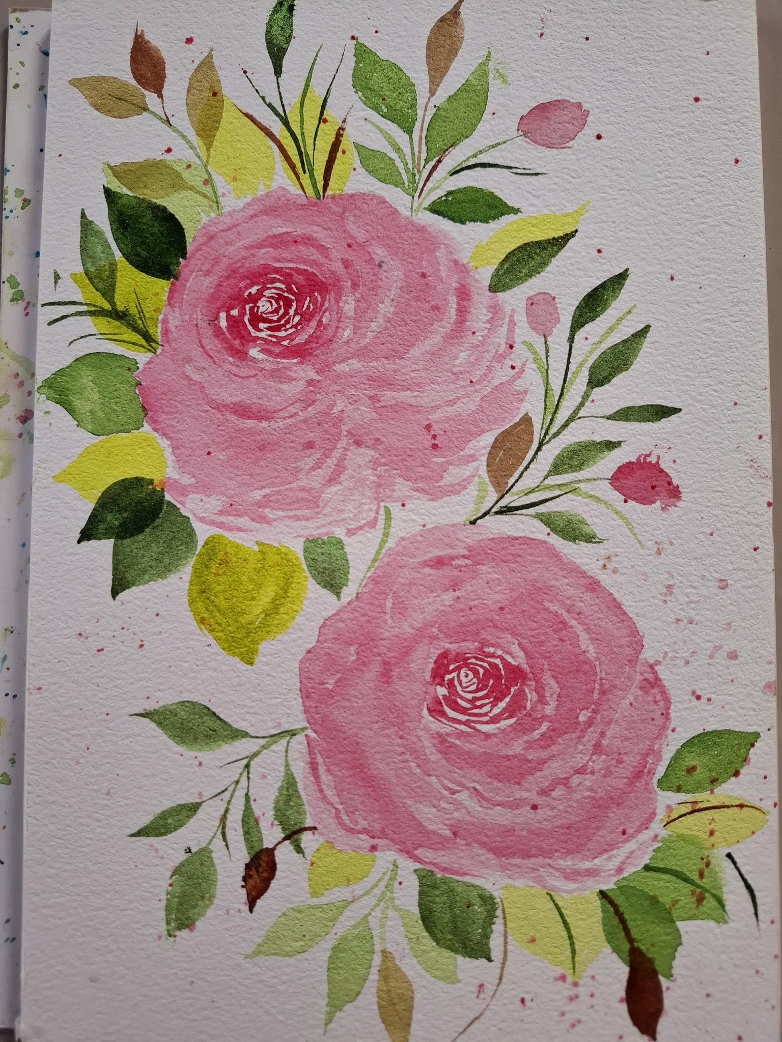 Loose watercolor roses - image 2 - student project