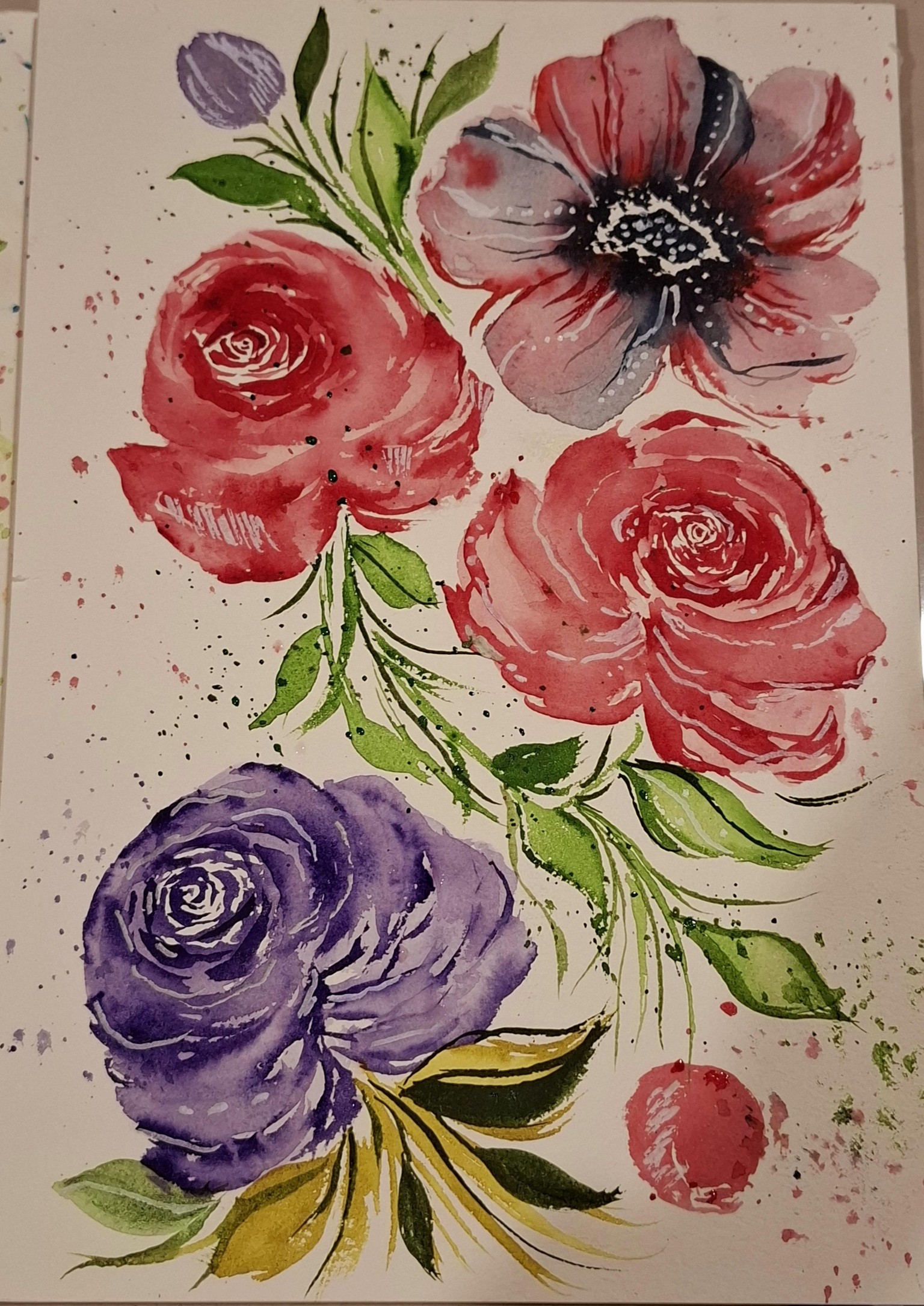 Loose watercolor roses - image 5 - student project
