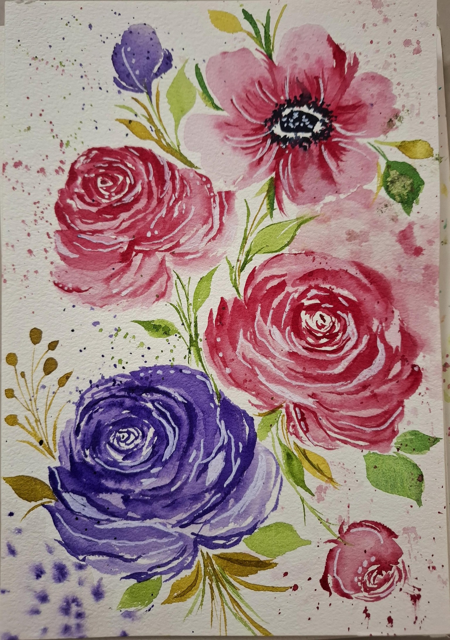 Loose watercolor roses - image 6 - student project
