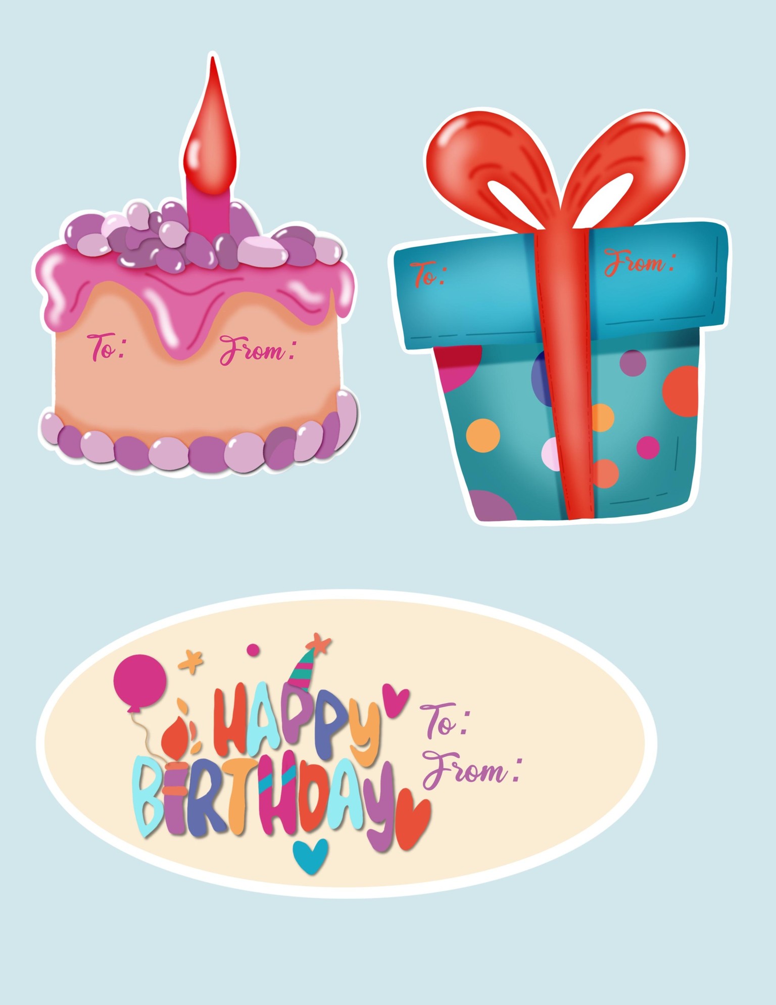 Birthday Sticker Tags - image 1 - student project