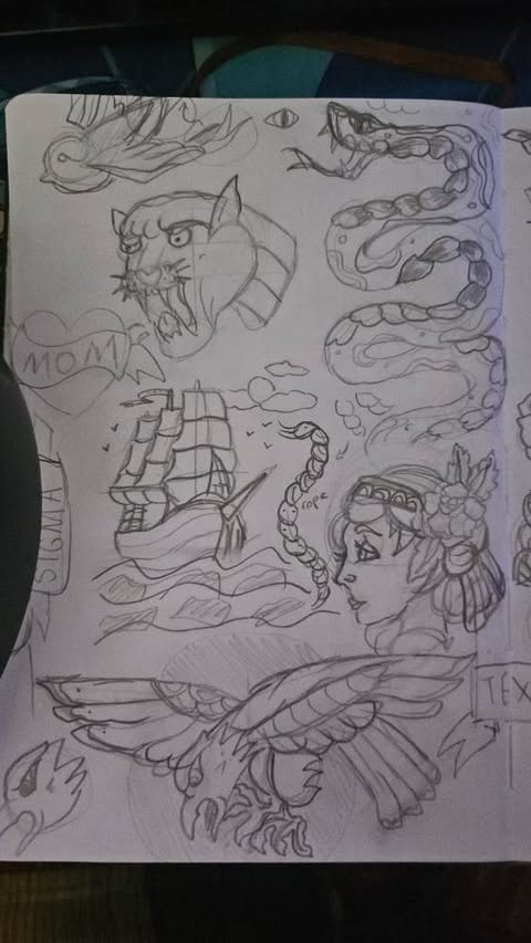 Trad Tattoo Sketches - image 1 - student project