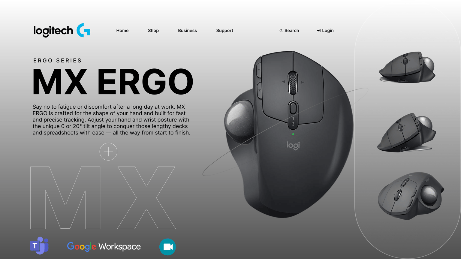 Logitech MX Ergo Landing Page - image 2 - student project