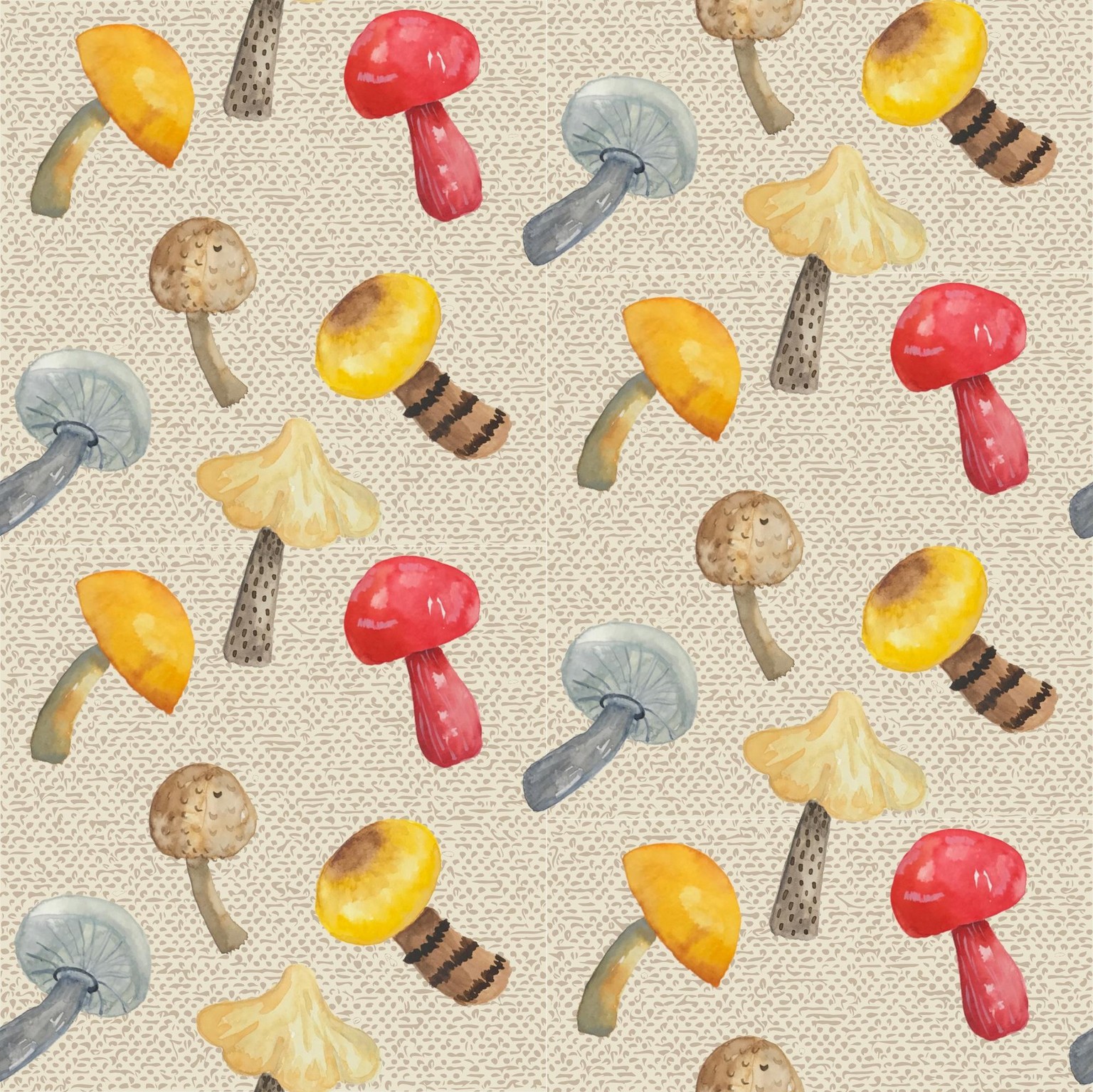 Half-drop repeat — mushrooms! - image 2 - student project