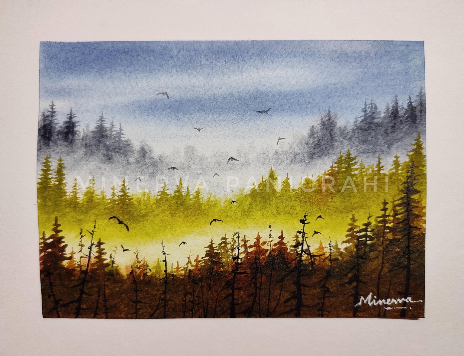 Serene Misty Landscapes in Watercolors - image 1 - student project