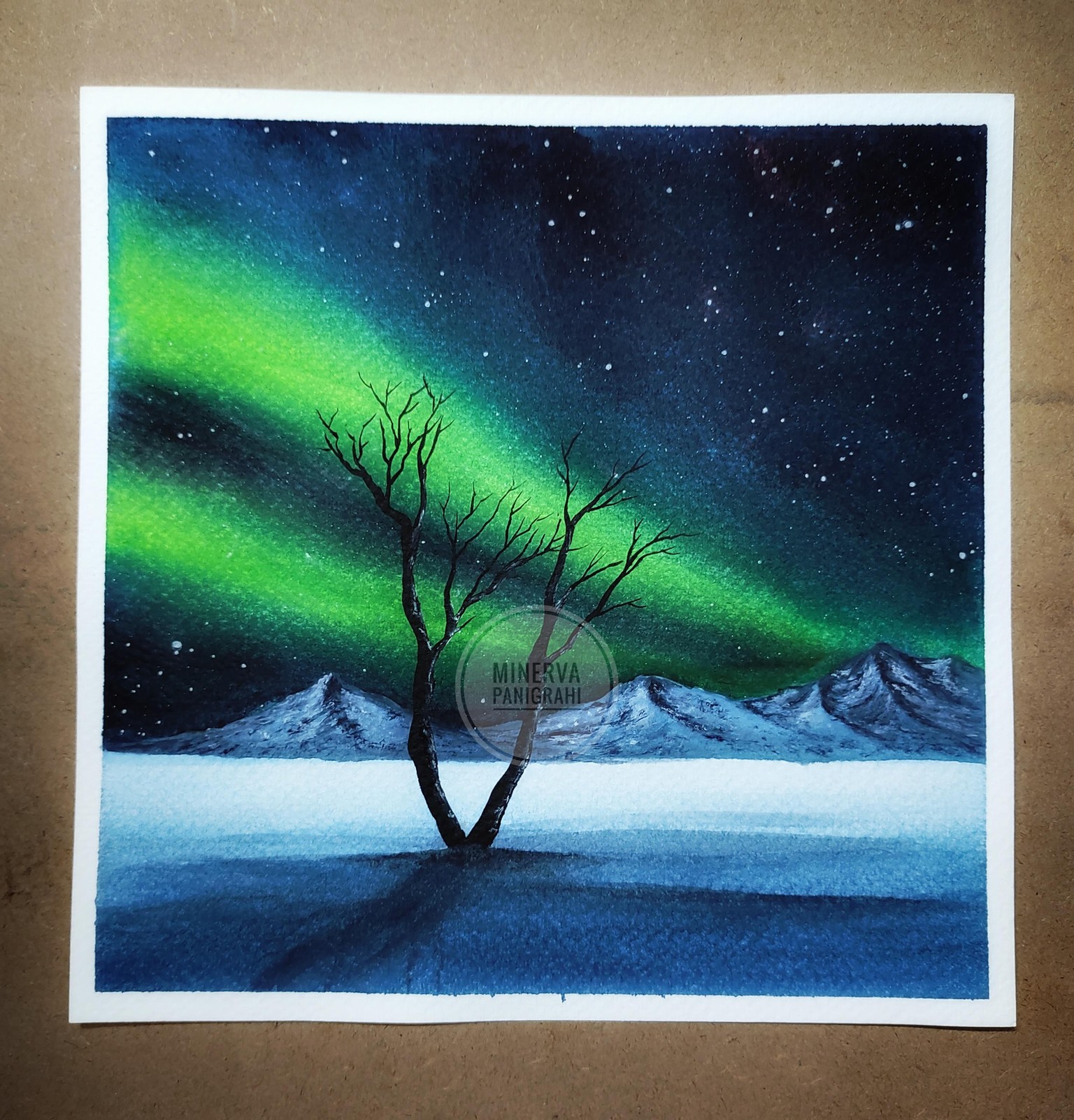 Stunning Northern Lights with Watercolor - image 1 - student project