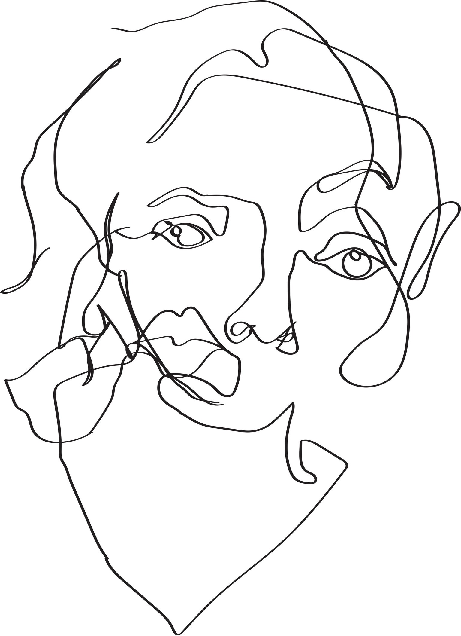 Blind contour continuous line self portrait - image 2 - student project