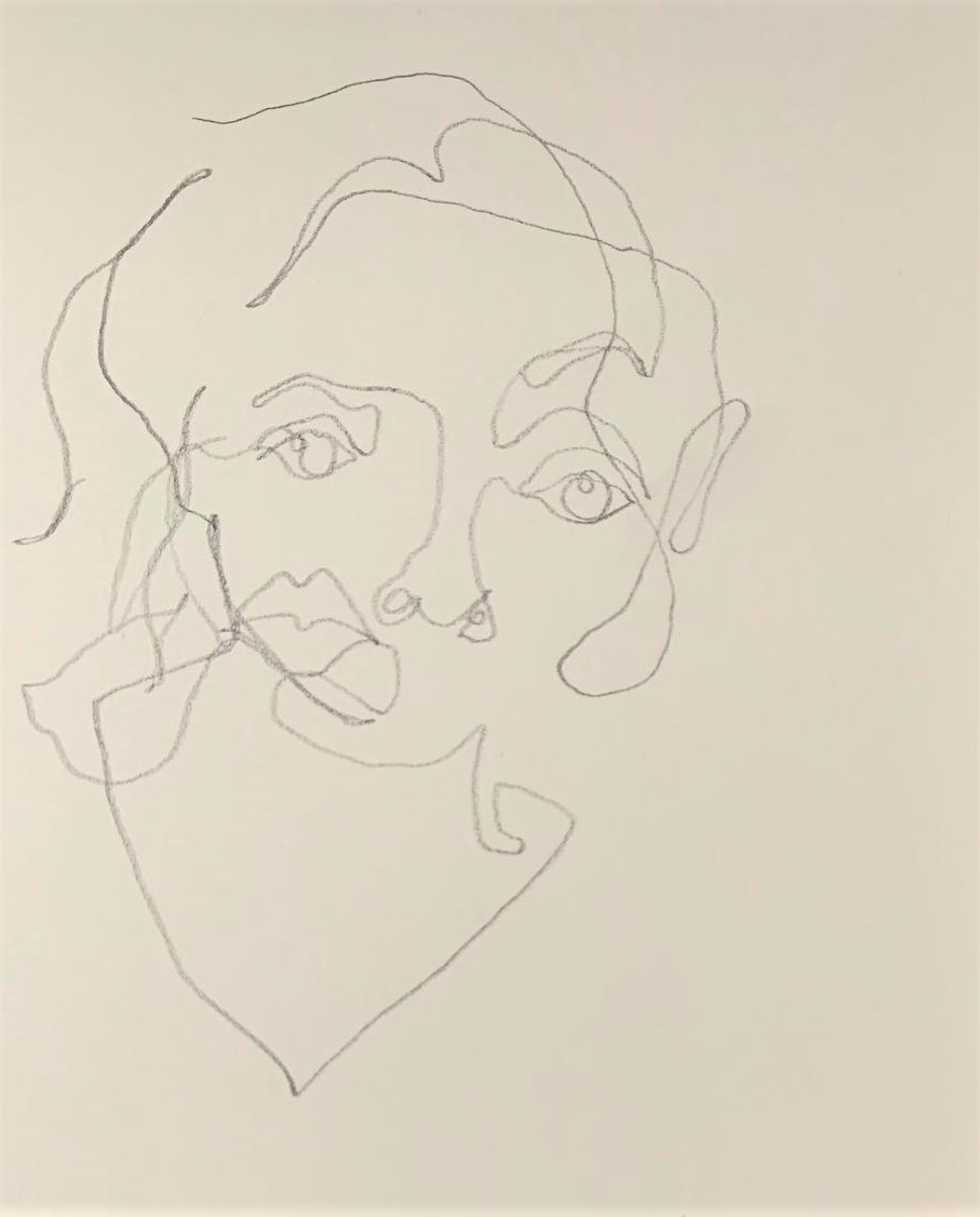 Blind contour continuous line self portrait - image 1 - student project