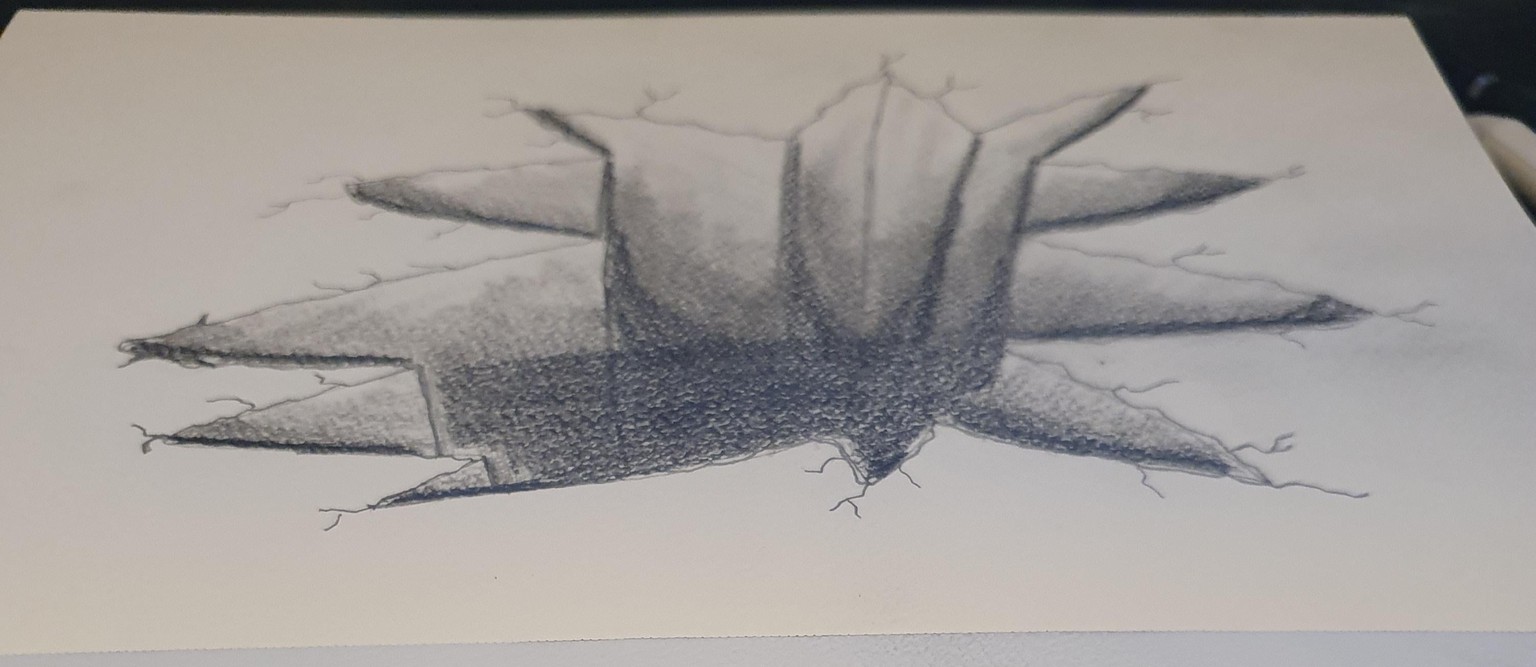 Anamorphic (sketchpad & street chalk) - image 1 - student project