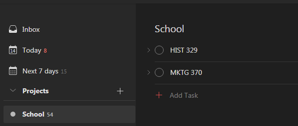 The start of my Todoist productivity system [Sample Project] - image 1 - student project