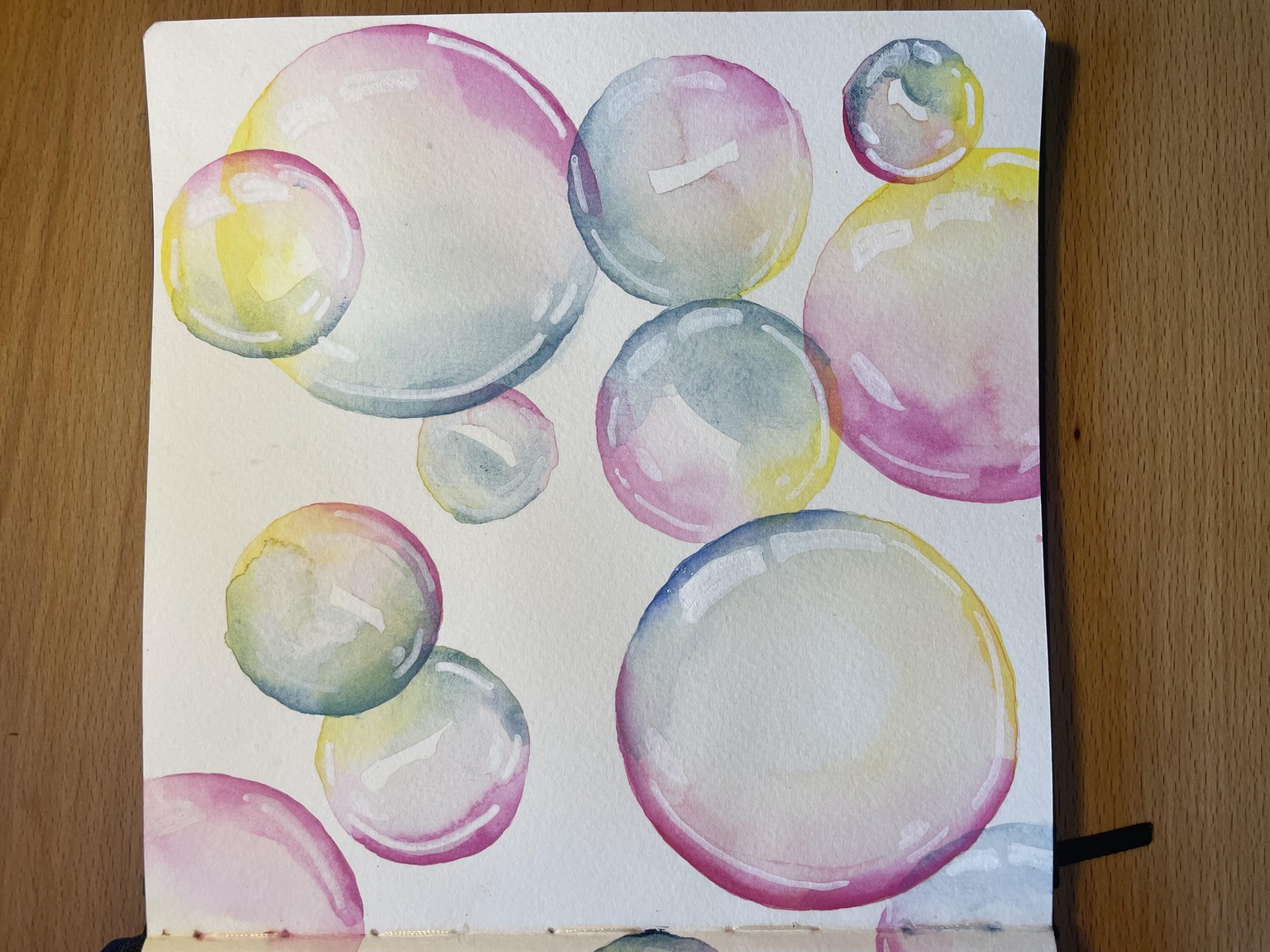 Watercolor bubbles - image 2 - student project