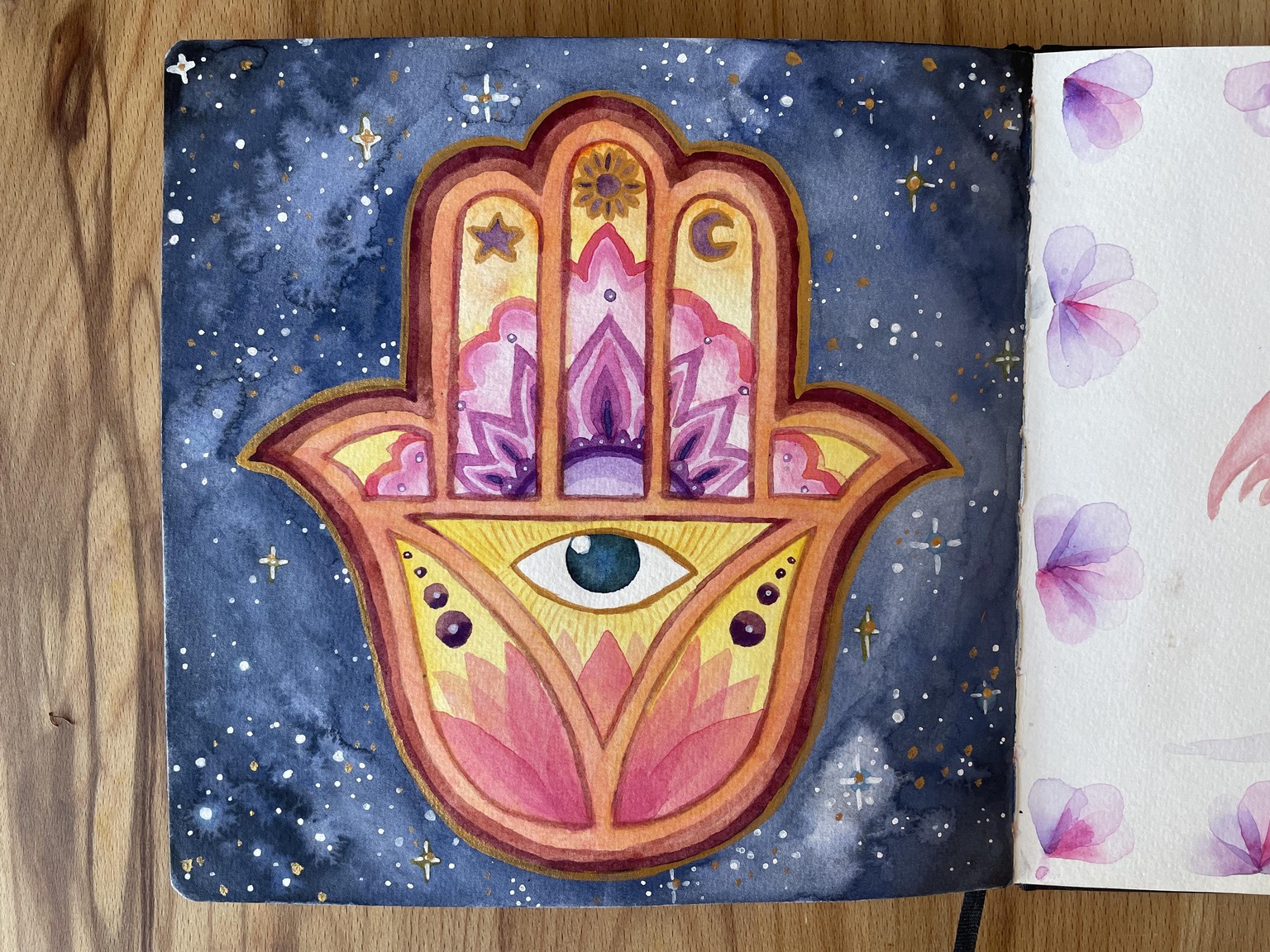Fatimas hand in starry night sky - image 3 - student project
