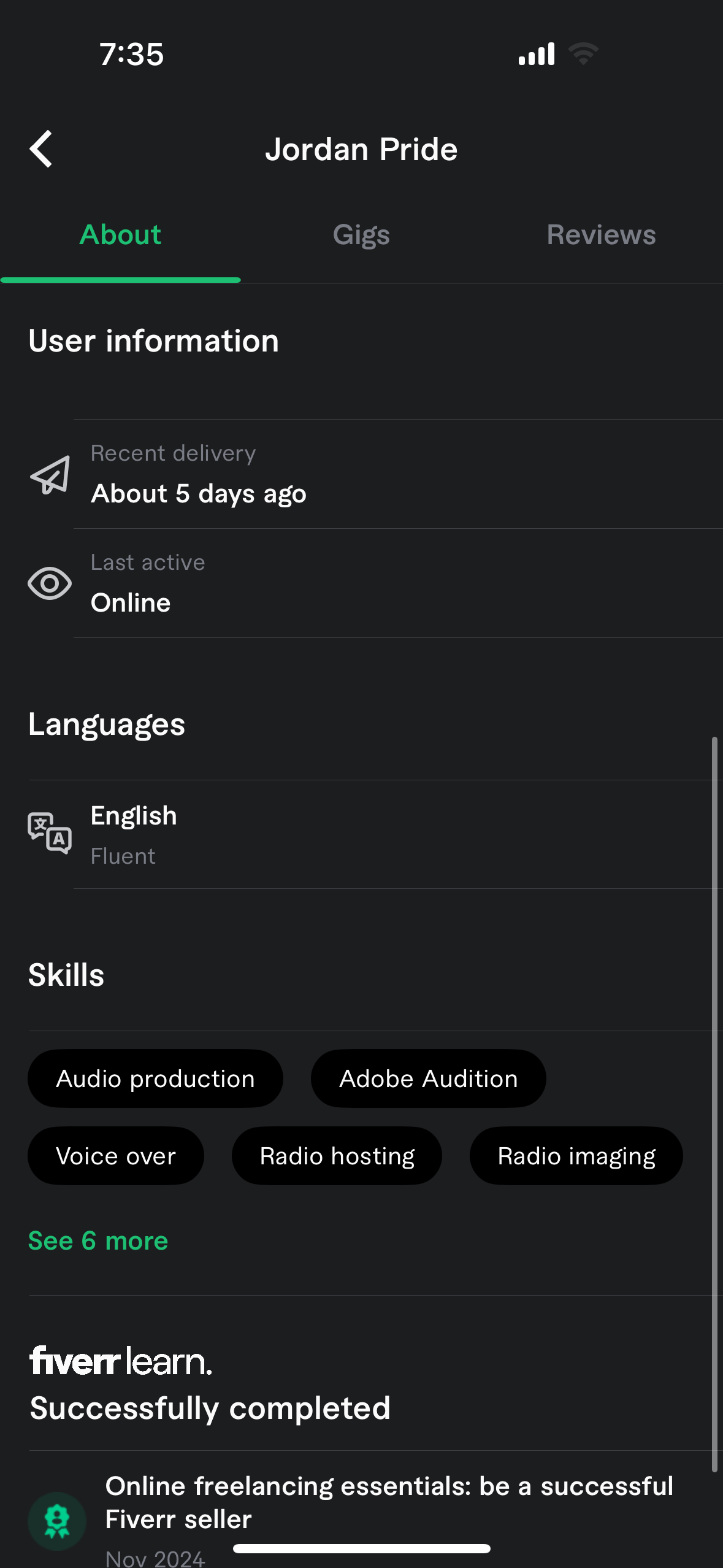 Fiverr Profile Review - image 5 - student project