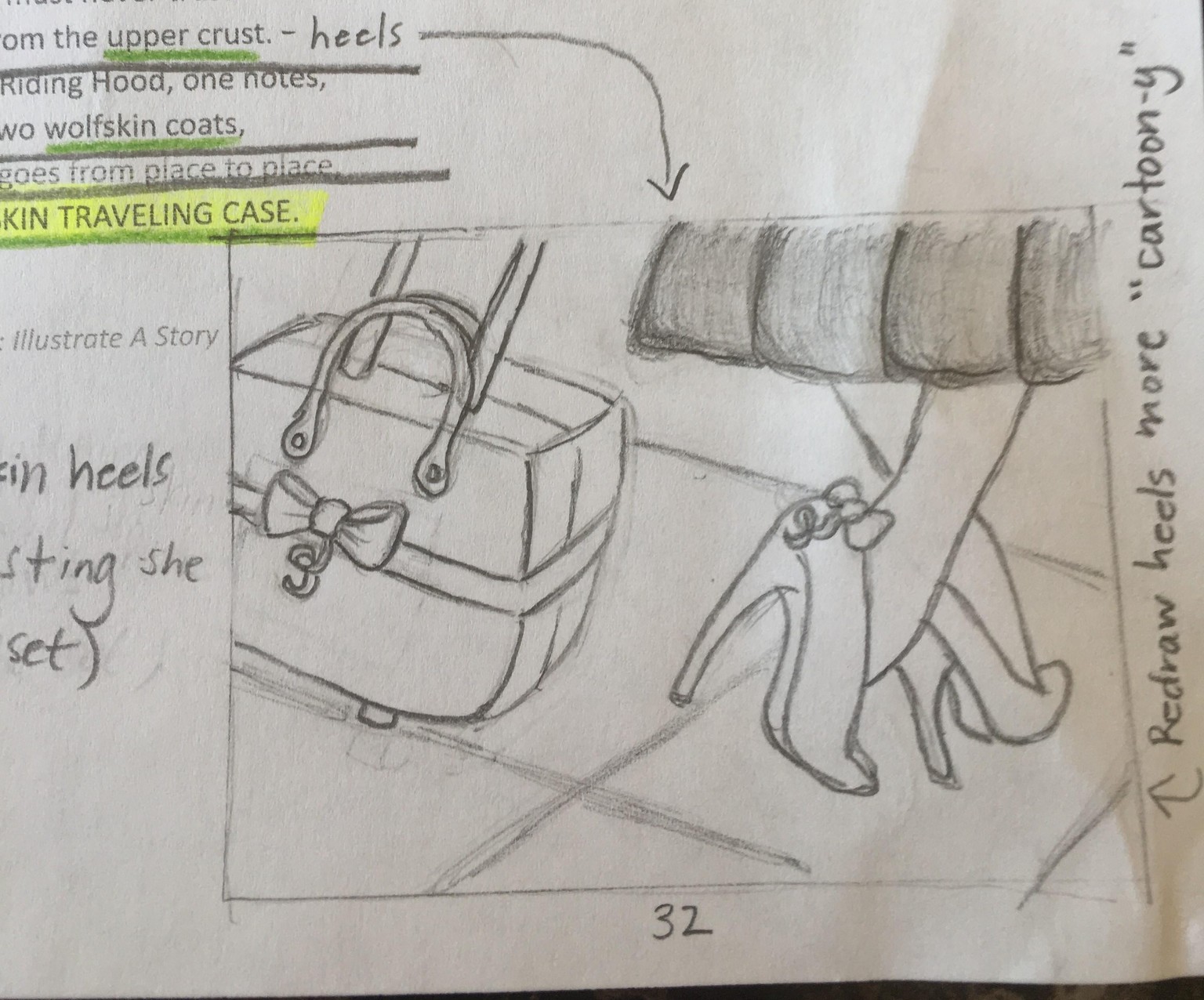 Three Little Pigs mark-up and final page thumbnail sketch - image 1 - student project