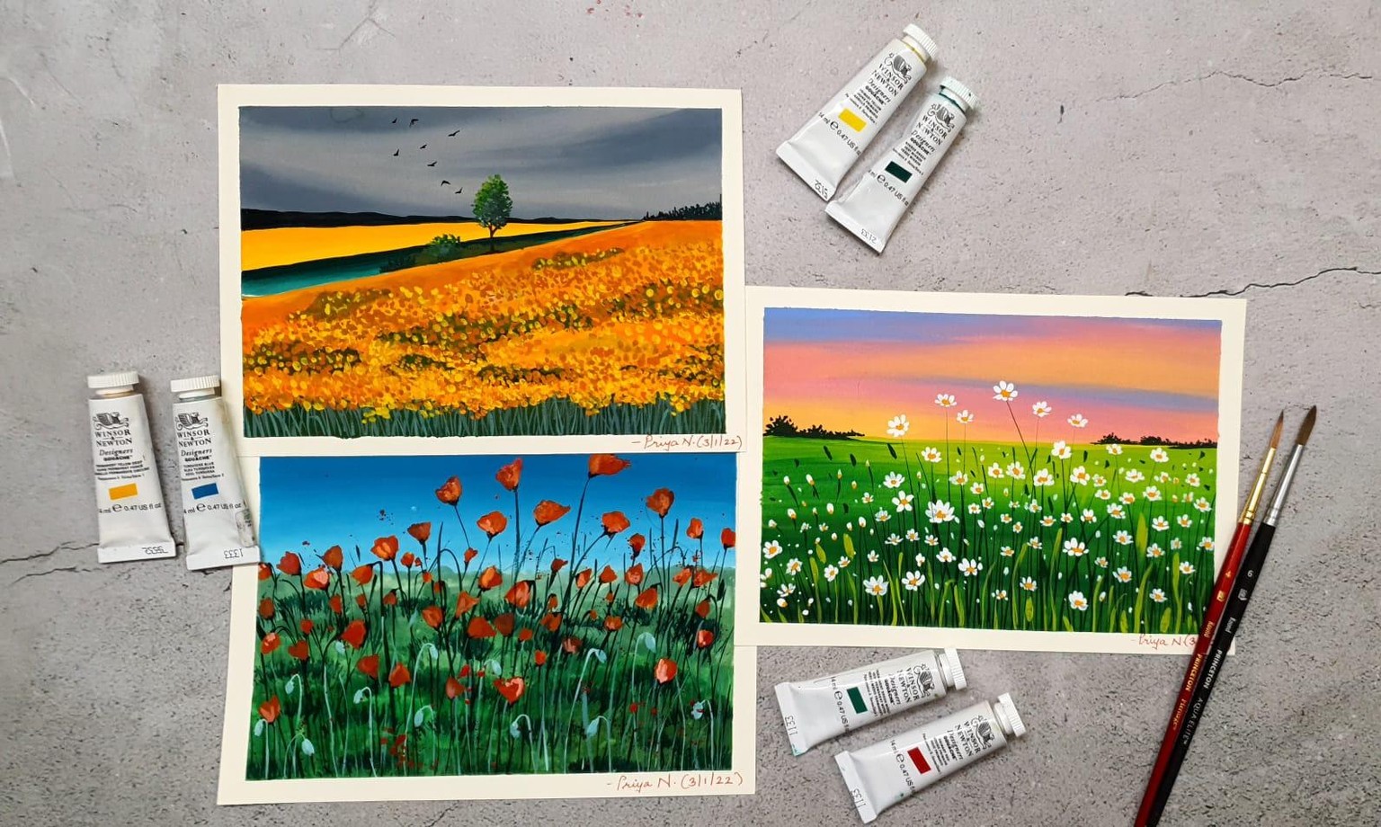 Floral fields in Gouache - image 1 - student project