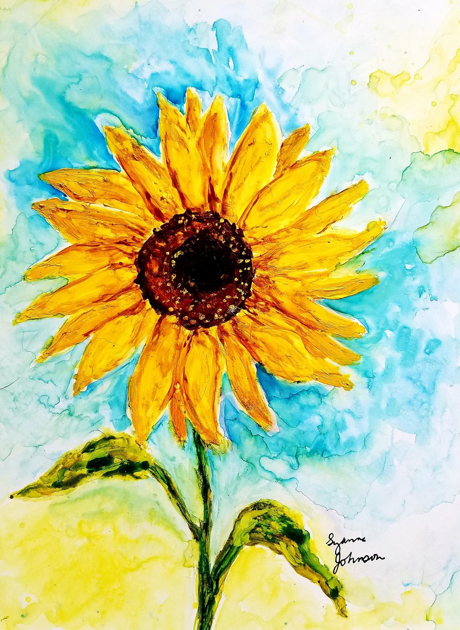 cardinal and sunflower - image 1 - student project