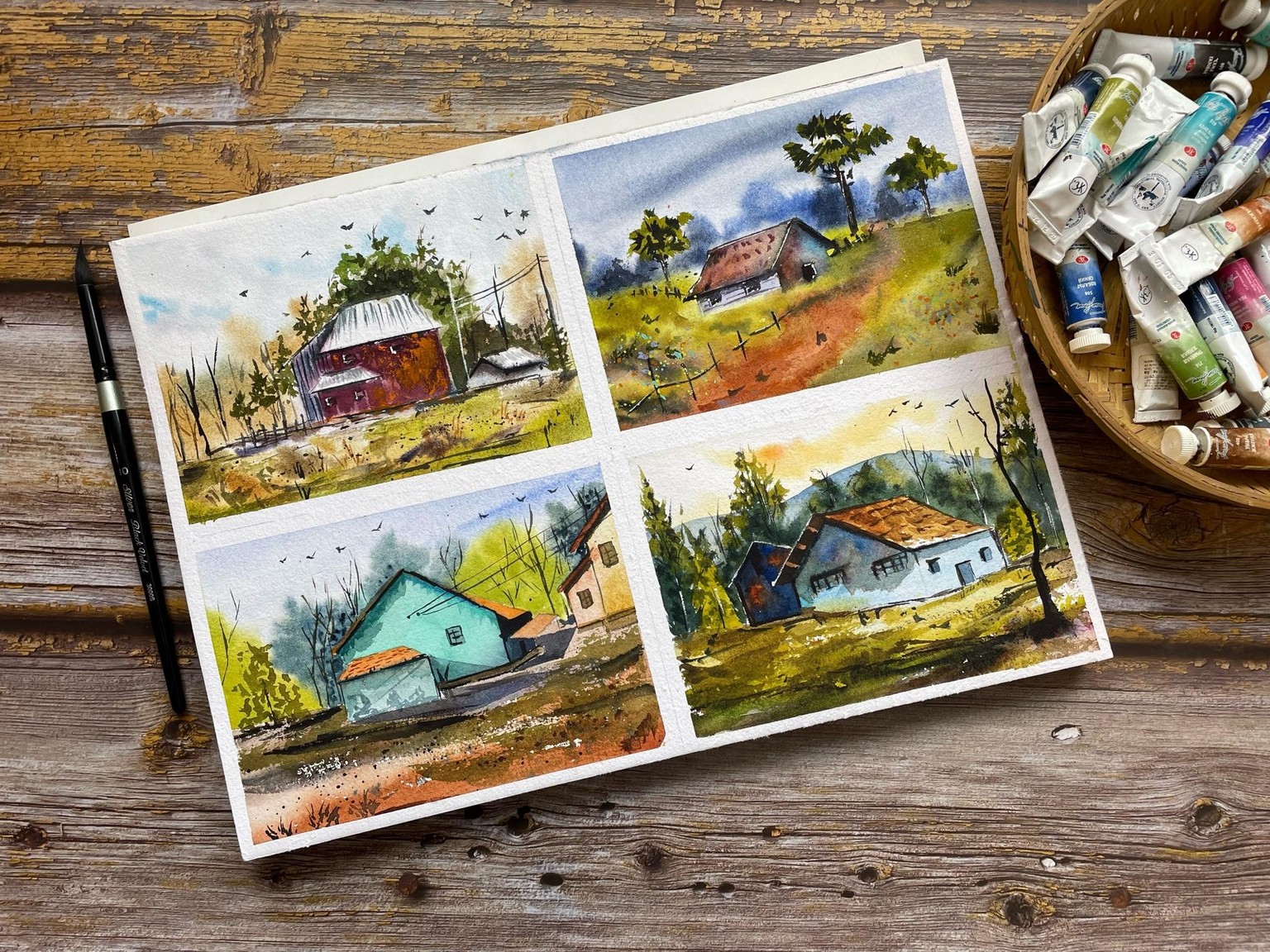 Village inspired landscapes - Loose painting method - image 1 - student project